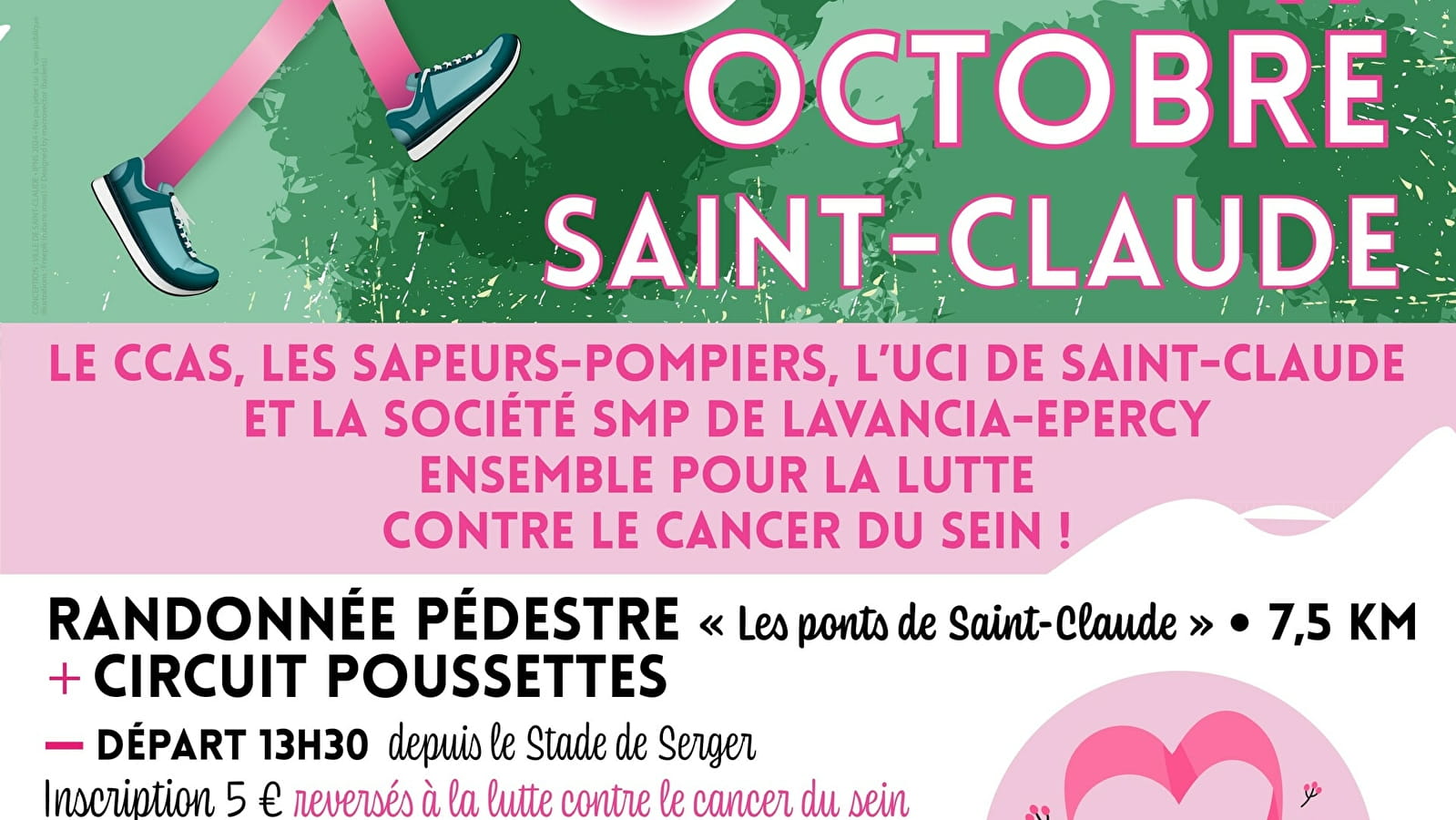 Ville de Saint-Claude - Marche Rose dans le cadre d'Octobre Rose 2024