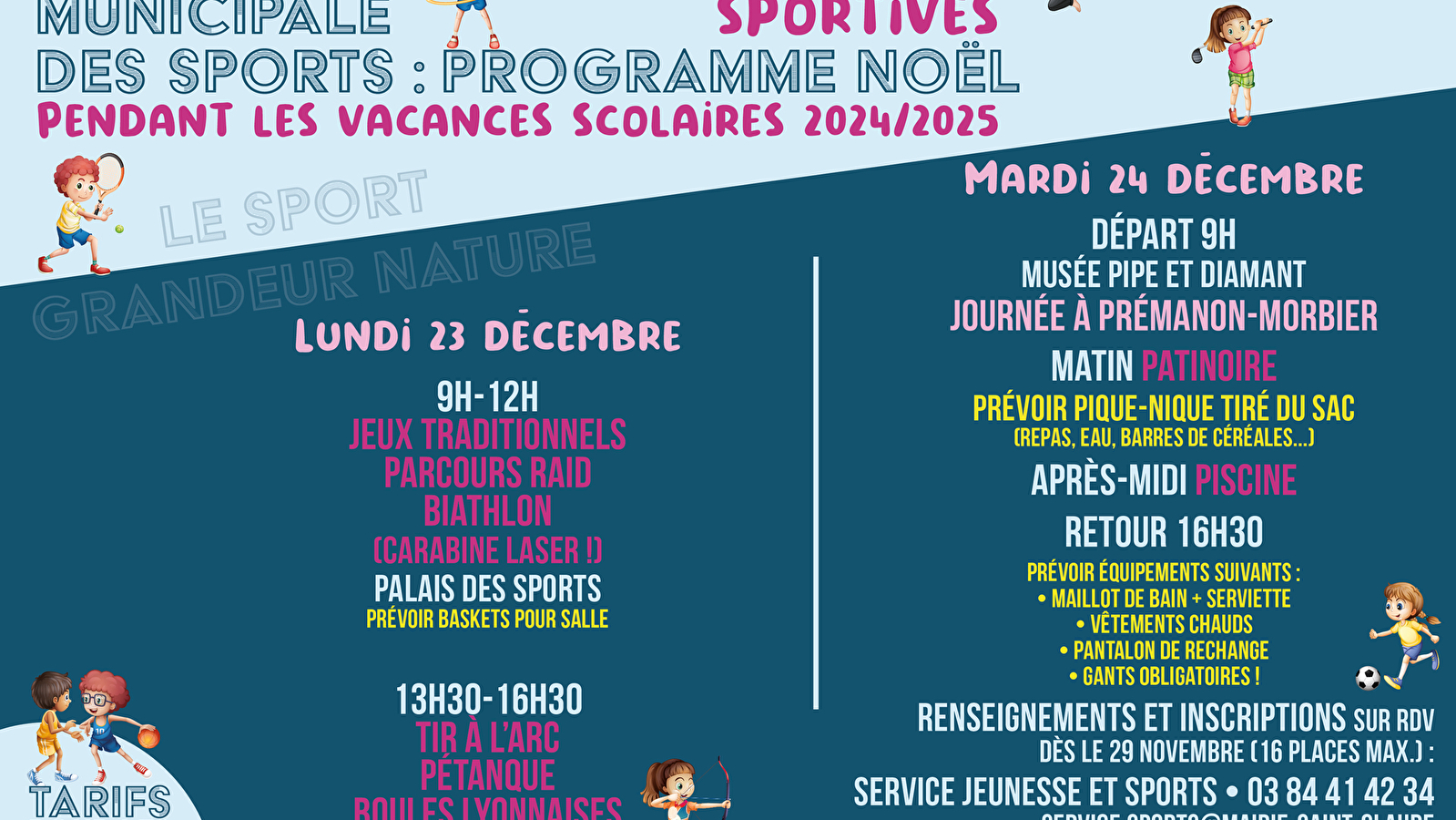 Ville de Saint-Claude - École municipale des sports : programme de Noël