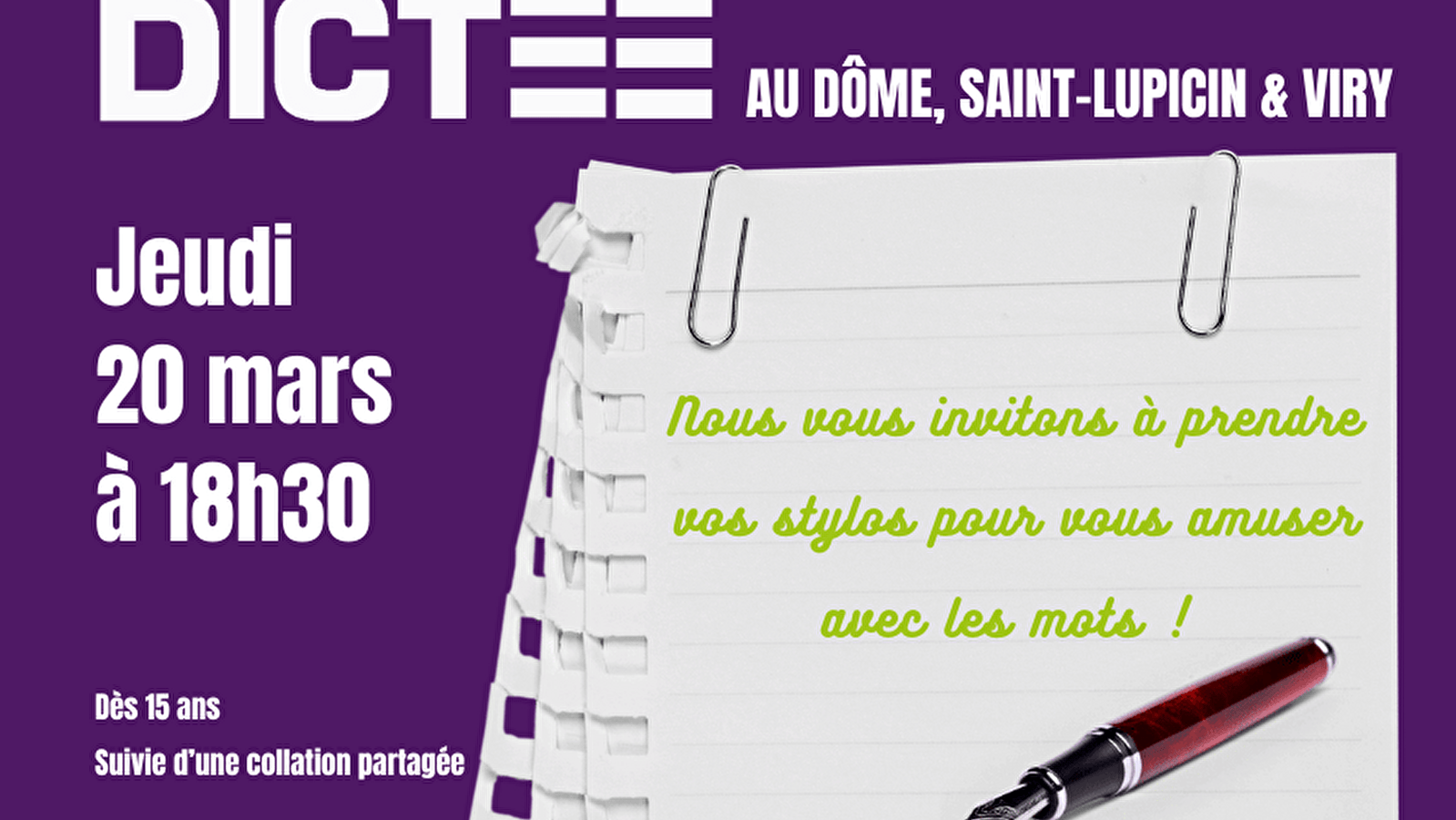 Médiathèque Le Dôme : Dictée