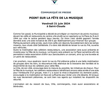Ville de Saint-Claude - Fête de la Musique
