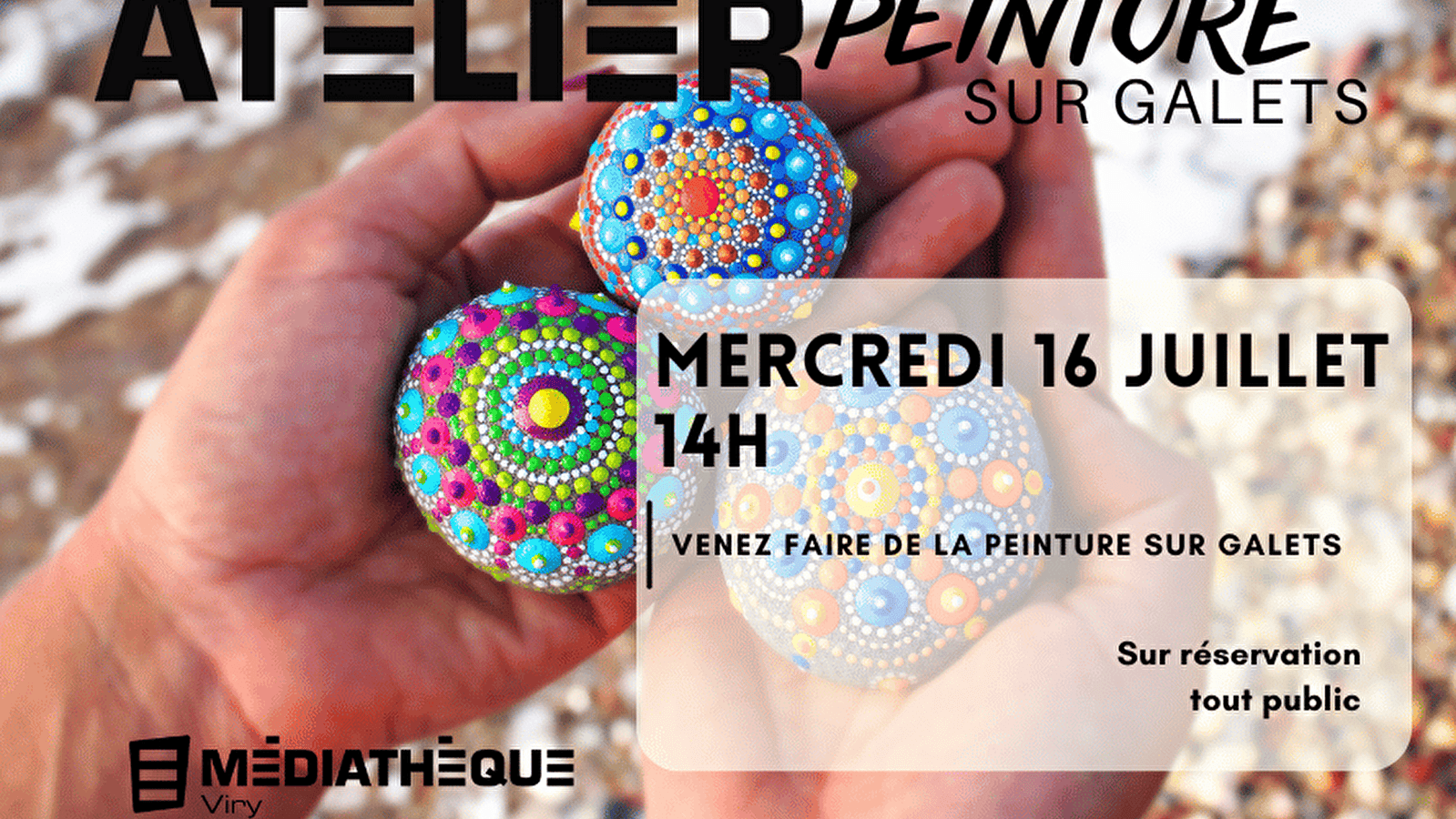 Médiathèque de Viry : Atelier peinture sur galets