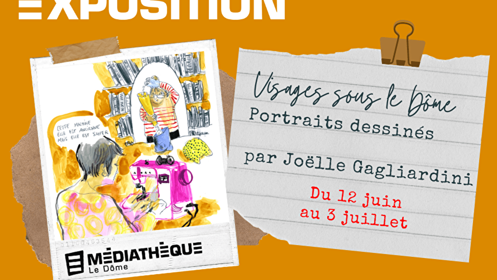 Médiathèque Le Dôme : Exposition « Visages sous le Dôme, portraits dessinés »