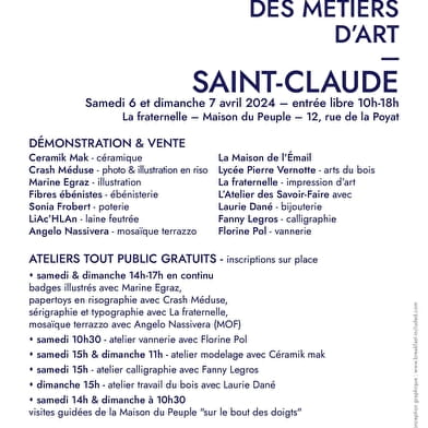 Ville de Saint-Claude - Journées européennes des Métiers d'Art